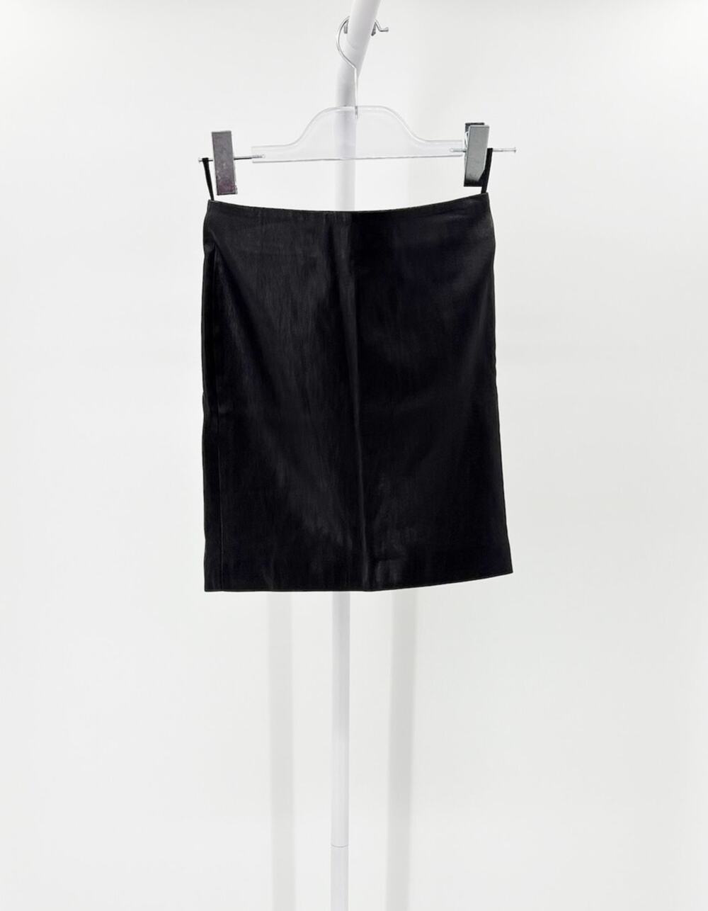The Row Black Stretch Lambskin Leather Mini Pencil Skirt Women's Size 0 XS